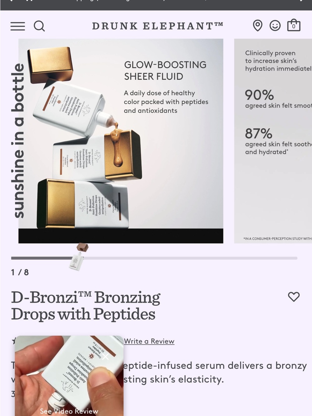 Drunk Elephant D-Bronzi™ Bronzing Drops with Peptides - Sheer Glow (Bronze)